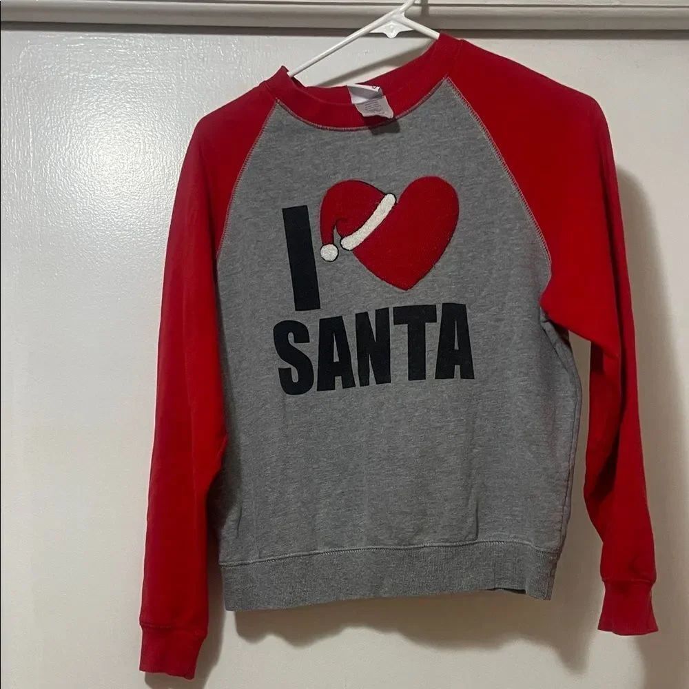 I Love Santa Red and Gray Sweatshirt size extra small